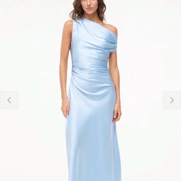 STAUD Dresses & Skirts - STAUD One-Shoulder Satin Gown in Light Blue